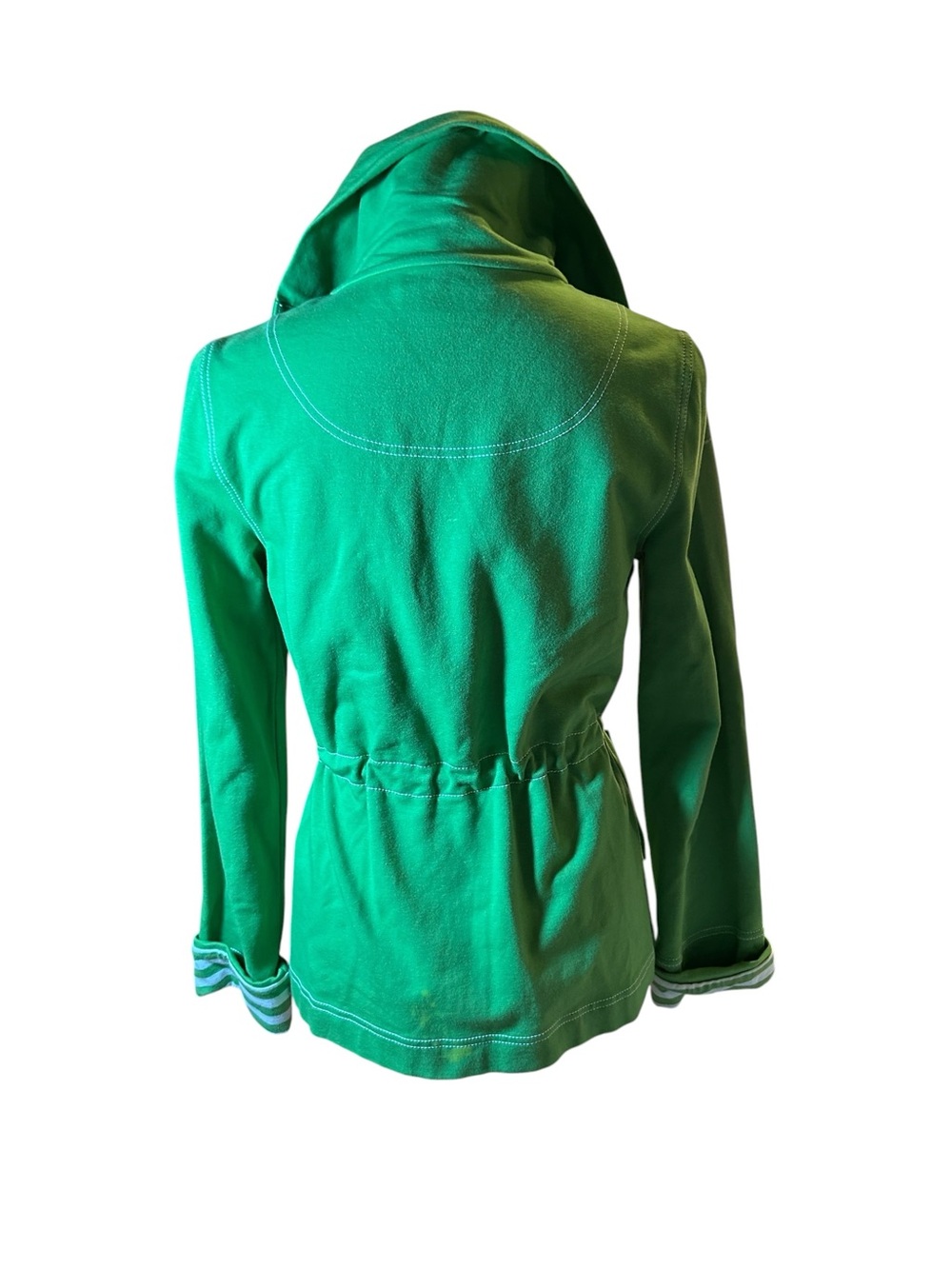 Jones of NY Green Drawstring Waist Jacket - Casual Zip-Front Coat - Picture 2 of 8